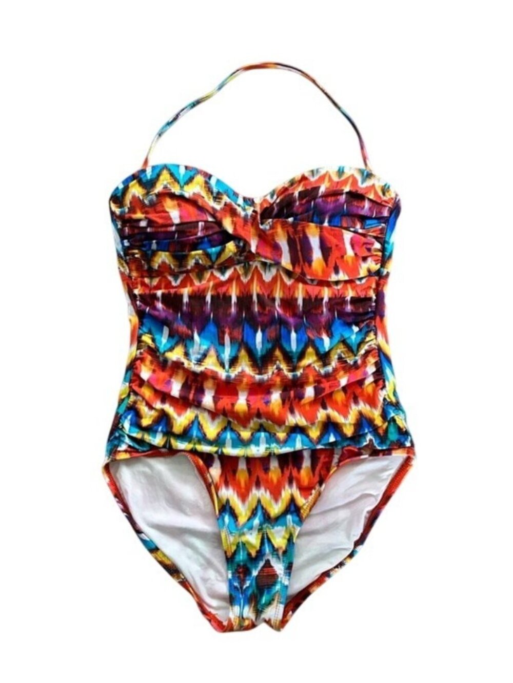 La Blanca Sz 6 Multicolor Ikat One-Piece Swimsuit Halter Summer Beach Resortwear